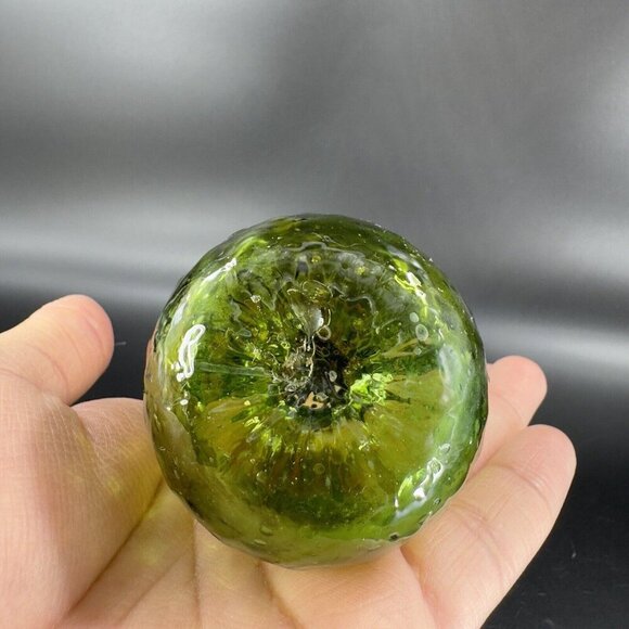 Hand Made Art Glass Green Optic Jug Miniature Pitcher Hand Blown Glass Decor VTG - Picture 6 of 14